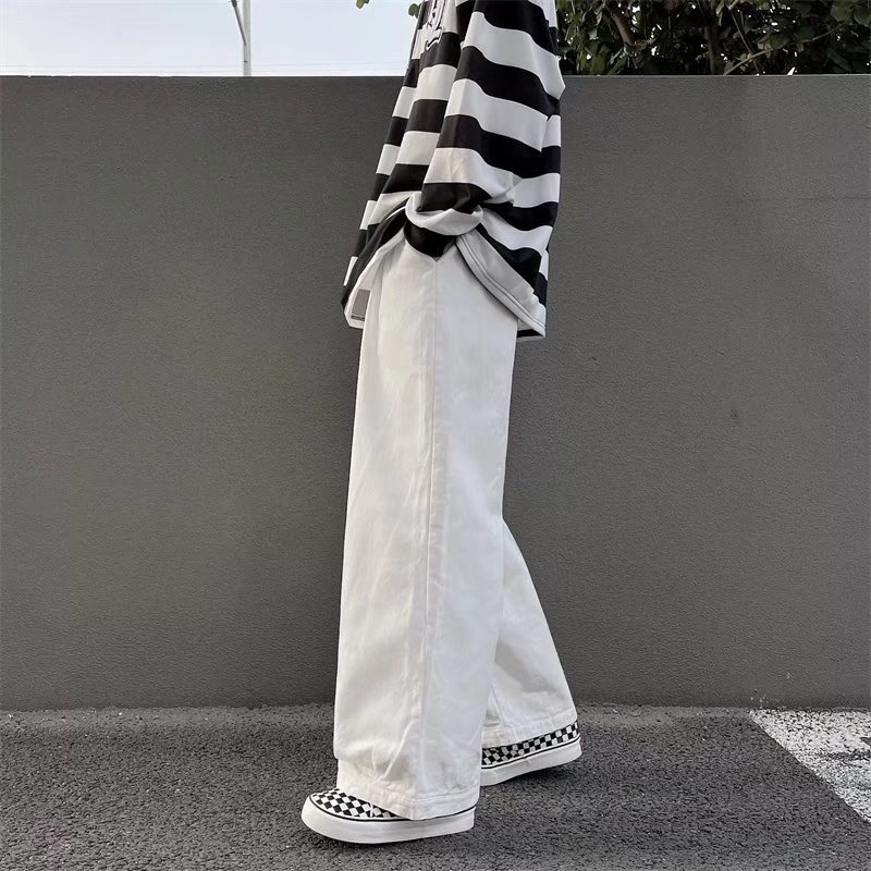 ♞AFF LIGA♞ Quần dài ống rộng lưng thun co giãn phong cách Hàn Quốc đường phố thời trang dành cho nam