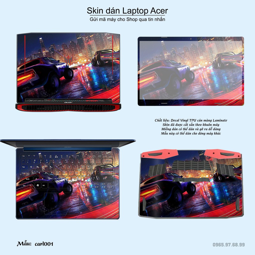 Skin dán Laptop Acer in hình xe hơi (inbox mã máy cho Shop)