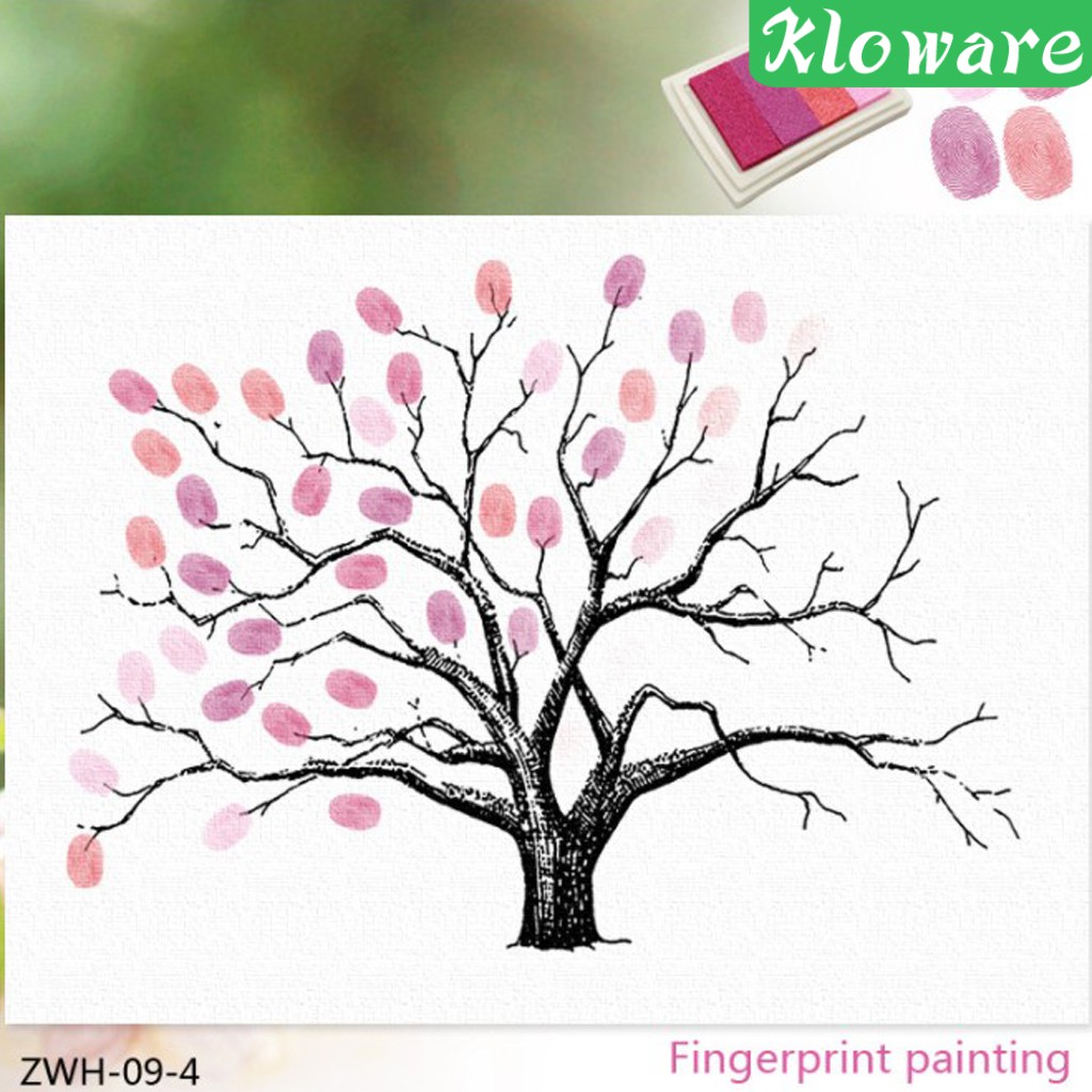 Tranh kí tên bằng dấu vân tay hình cái cây kích thước 12x16 dành cho khách dự tiệc cưới