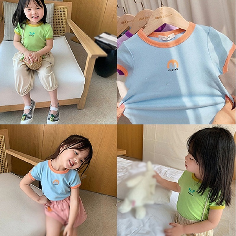 Áo Thun Cotton Mùa Hè In Họa Tiết Hoạt Hình Dễ Thương Cho Bé Gái 3-8 Tuổi