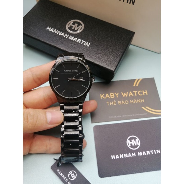 Đồng hồ nam Hannah Martin doanh nhân dây hợp kim thép không gỉ cao cấp chống nước 3ATM bảo hành 1 năm