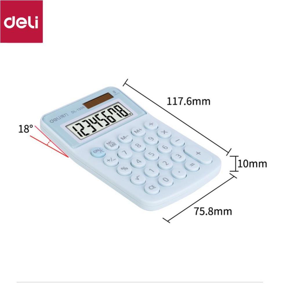 Máy tính để bàn Deli - Màn hình 8 số - Màu Xanh/Hồng - 1209A [Deli]