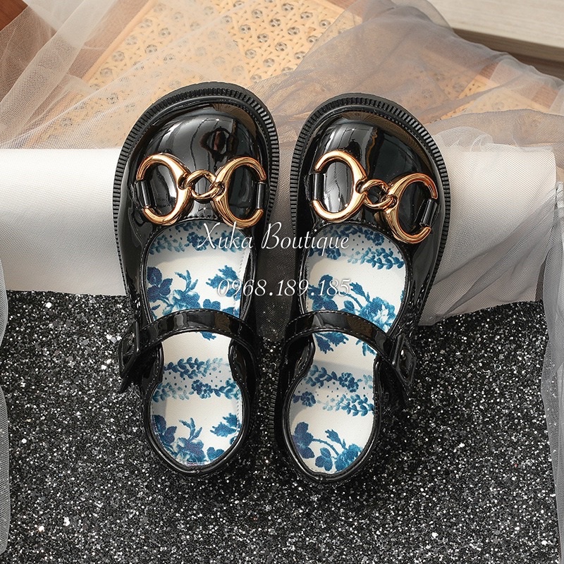 Giày Búp Bê GC Hoa Văn Cao Cấp Bé Gái