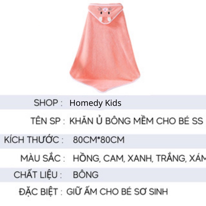 Khăn ủ tắm cho bé sơ sinh mềm mịn an toàn cao cấp thoáng khí thấm hút giữ ấm cho trẻ sơ sinh mùa đông Homedy Ki