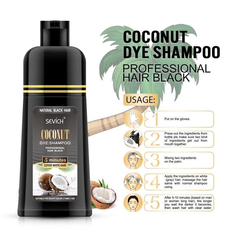 Dầu Gội Phủ Bạc Sevich 500ml tác dụng làm tóc đen mềm mượt sau 9 phút