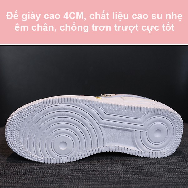 Giày Thể Thao Nữ Ulzzang Air 3Fashion Tặng Kèm Bộ Icon Cute Đế Cao 4CM Da PU - MSP 3227