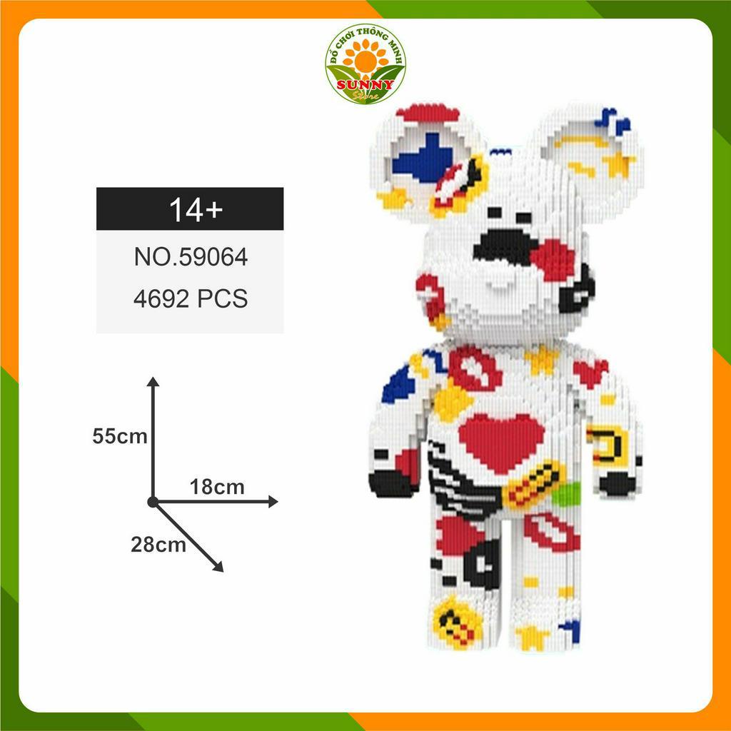 Đồ chơi lắp ghép Gấu Bearbrick cá tính - Mô hình lắp ghép 3D Gấu Bearbrick - Cao 55cm - 4600+pcs - Sunny