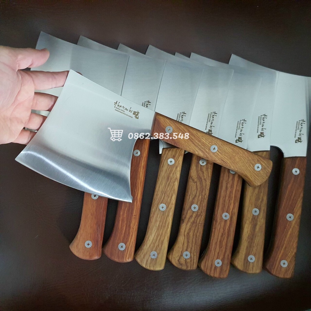 Dao chặt xương cứng lưỡi cong Nhật nội địa cao cấp, lưỡi cực sắc, thép nguyên khối chống gỉ, sáng bóng