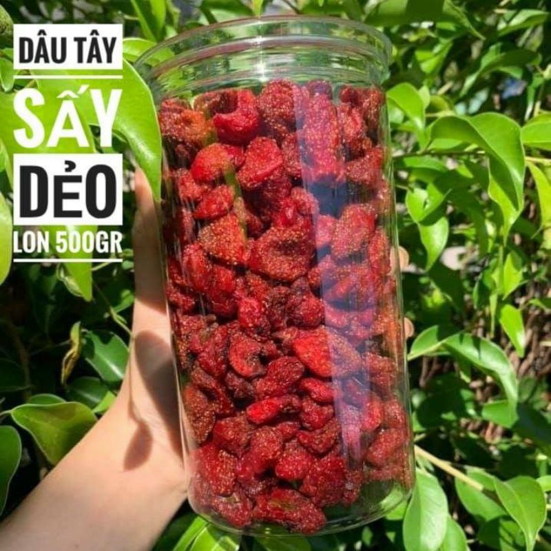 Dâu tây sấy dẻo Đà Lạt Lon 500gram  TỪ ĐƠN 50K,  Hàng ngon nhà làm