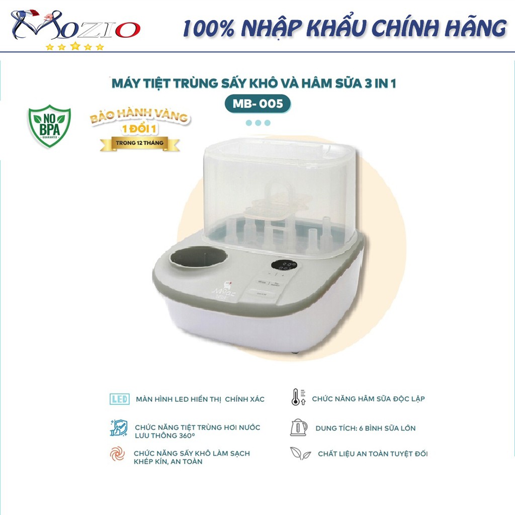 Máy Tiệt Trùng, Sấy Khô Và Hâm Sữa Đa Chức Năng MOAZ BEBE MB005 - Hàng chính hãng