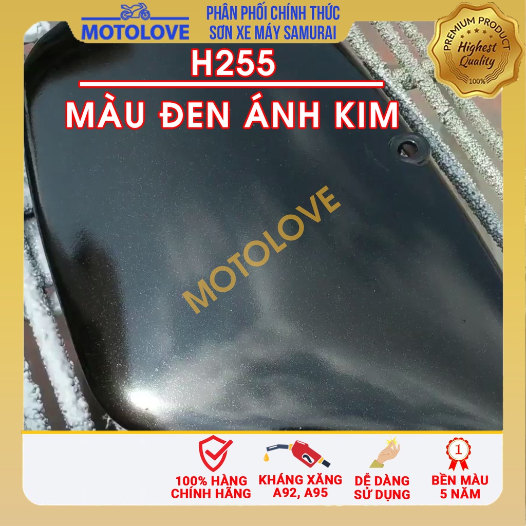 Combo Sơn Samurai màu đen nhánh H255  loại 2K chuẩn quy trình độ bền 5 năm gồm 2K04 - H255- 2k01 nhập khẩu từ Malaysia.