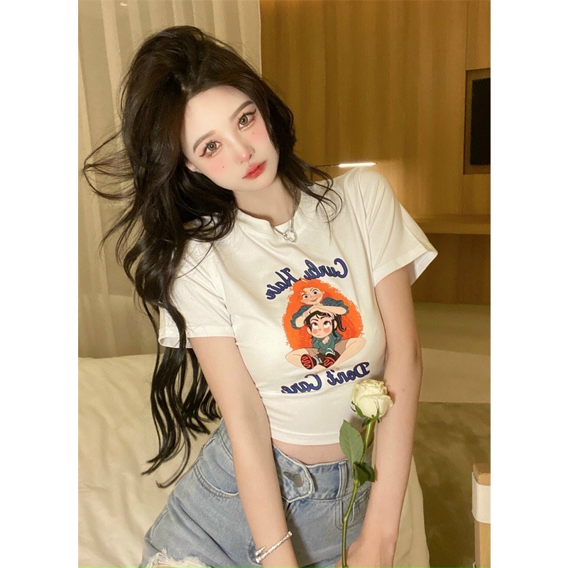 [VIDEO+FREESHIP ] ÁO CROPTOP KIỂU LỬNG NỮ CỔ TRÒN NGẮN TAY IN 2 CÔ BÉ MÀU TRẮNG MÀU ĐEN MỀM MỊN CO GIÃN CỰC CÁ TÍNH NITI