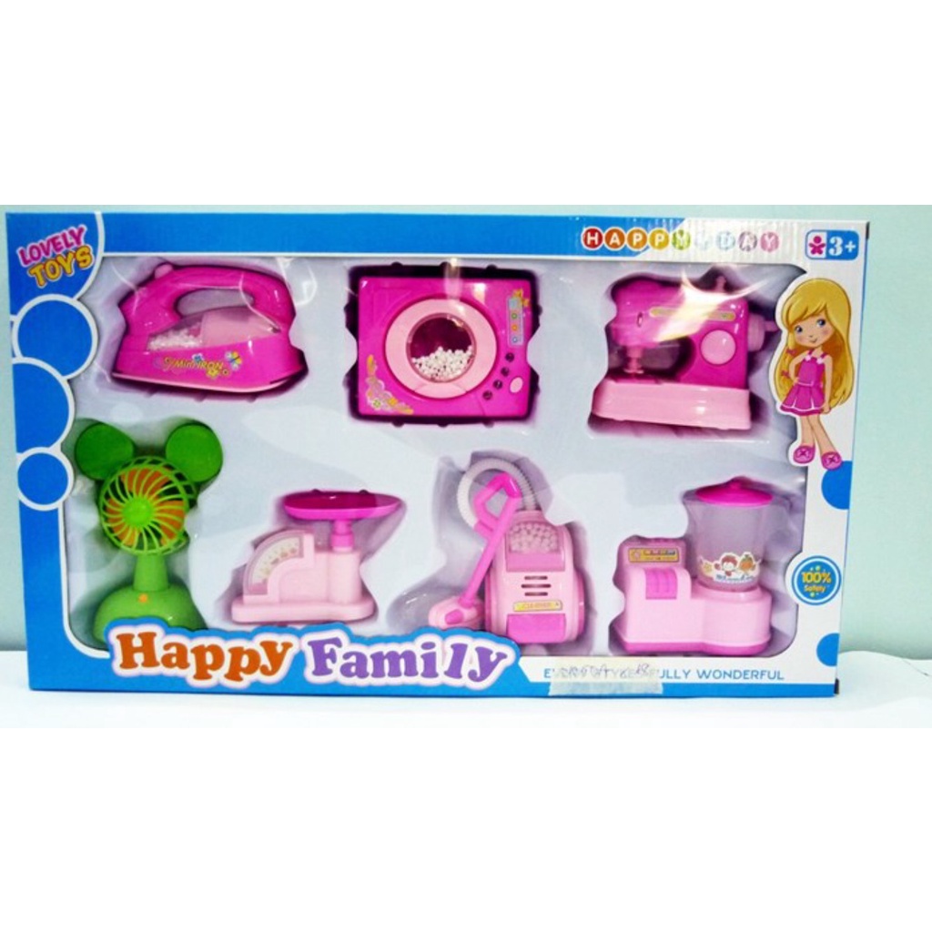 Đồ chơi hộp máy xay sinh tố, máy giặt,bàn ủi, máy may, máy hút bụi quạt, cân có hiệu ứng dùng pin