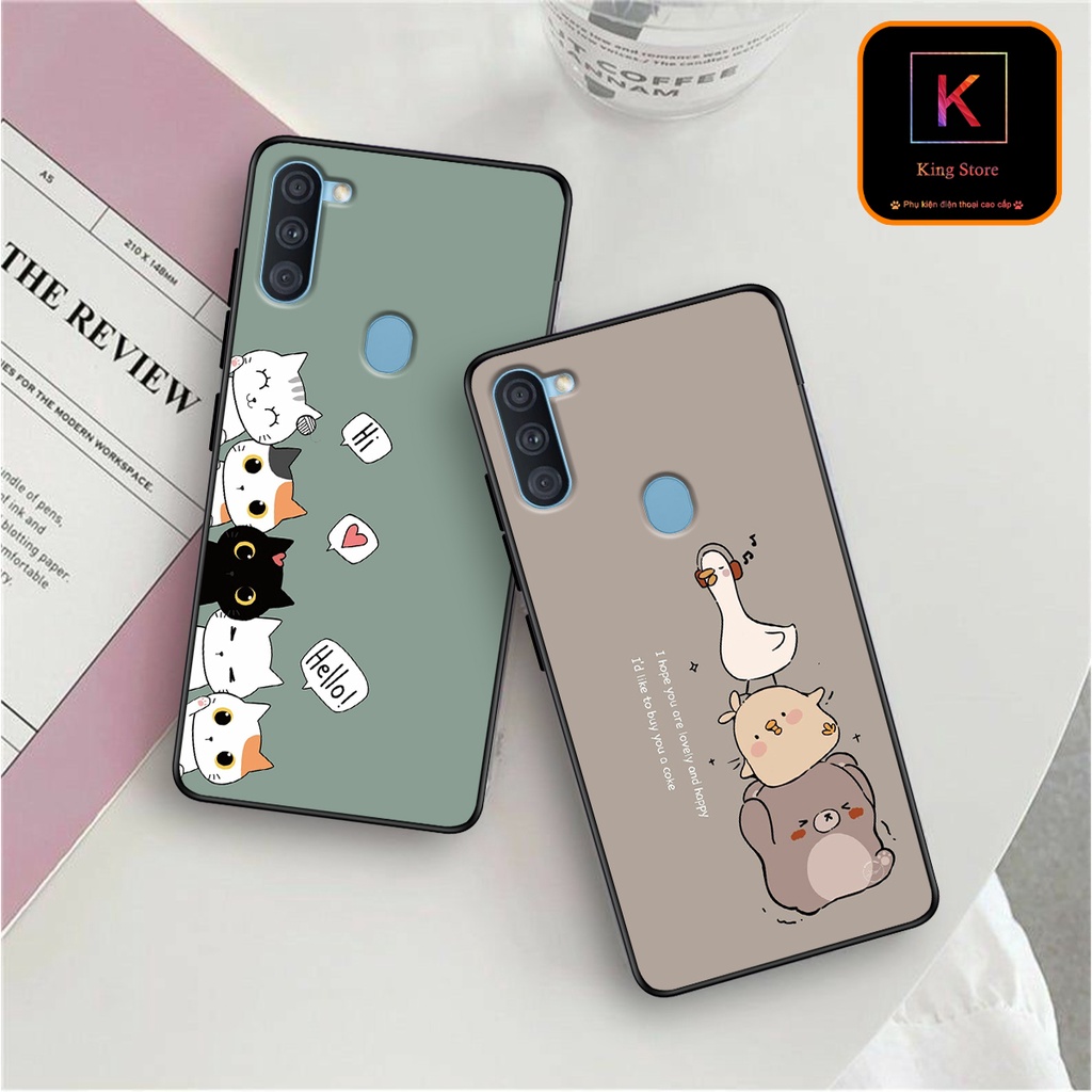 Ốp lưng Samsung A11 - Samsung M11 - Ốp in hình Cat&amp;Bear đáng yêu - Chất liệu TPU siêu bền, bảo vệ máy