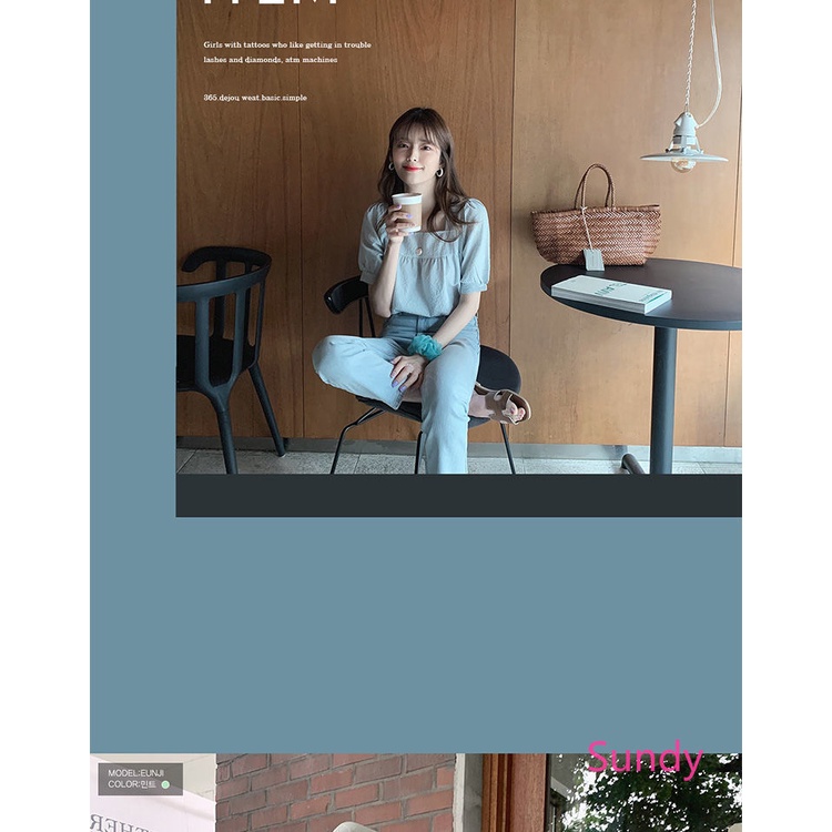 Áo sơ mi tay ngắn cổ vuông họa tiết sọc caro phong cách Hàn Quốc thời trang hè cho nữ