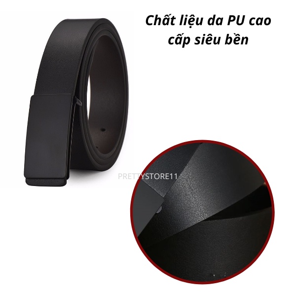 Thắt lưng nam da Pu cao cấp, dây nịt nam mặt trơn thiết kế khóa đinh phong cách thời trang Hàn Quốc trẻ trung