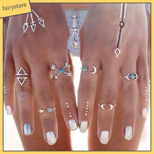 Set 6 nhẫn đeo đốt tay thiết kế đa dạng thời trang cho nữ