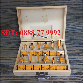 Bộ 12 mũi phay gỗ 1/4" ingco akrt12141