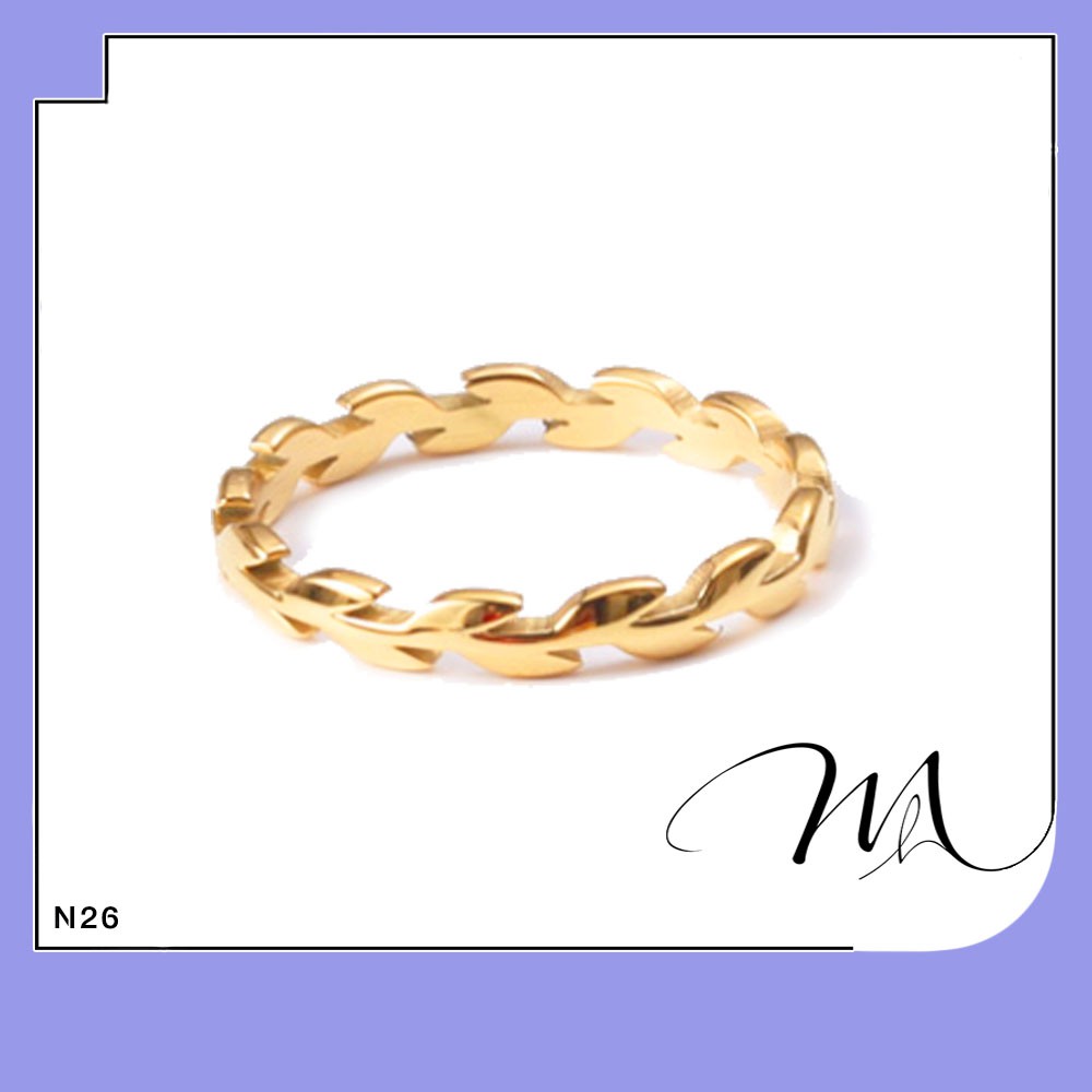 Nhẫn nam nữ Titan không gỉ mẫu lá cây độc đáo - Măng’s House N26