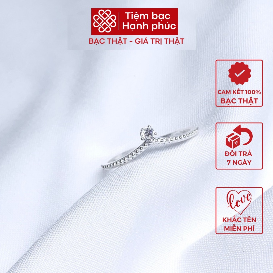 Nhẫn bạc nữ, nhẫn nữ bạc ta thật ss925 đính đá chuẩn xịn, cam kết sáng đẹp không xỉn màu - Mã TSJ06