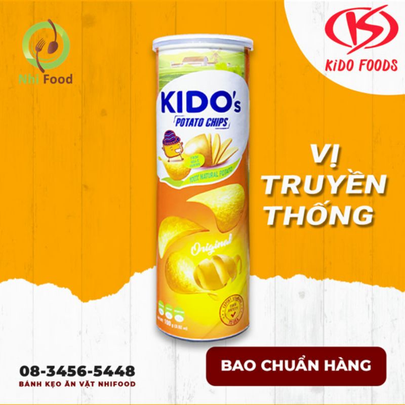 Khoai Tây Chiên Lon Kido's, Lon 100g, Gồm 3 Vị Truyền Thống, Phô Mai Và BBQ