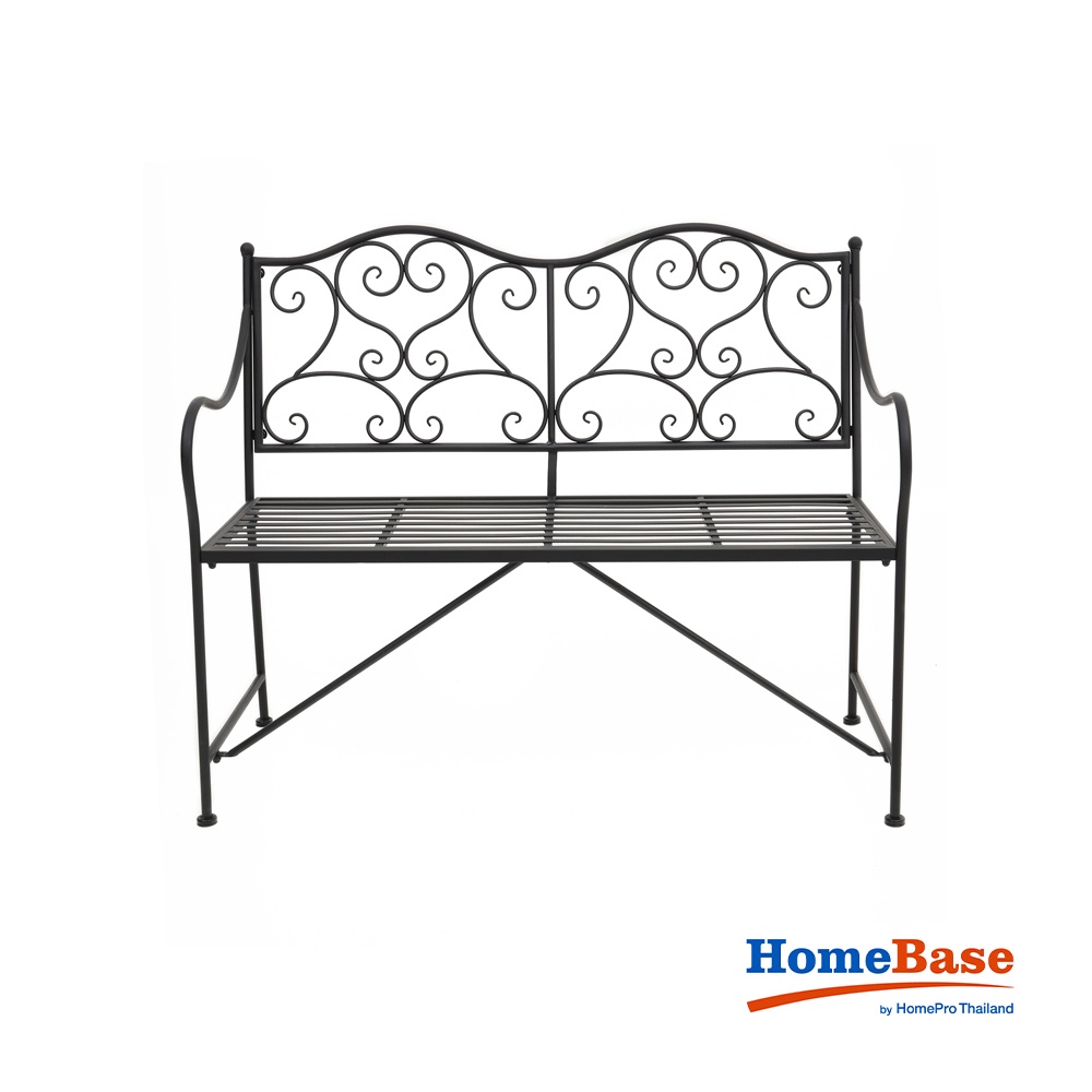 HomeBase Spring ghế băng dài bằng sắt W110xD53xH92cm màu đen