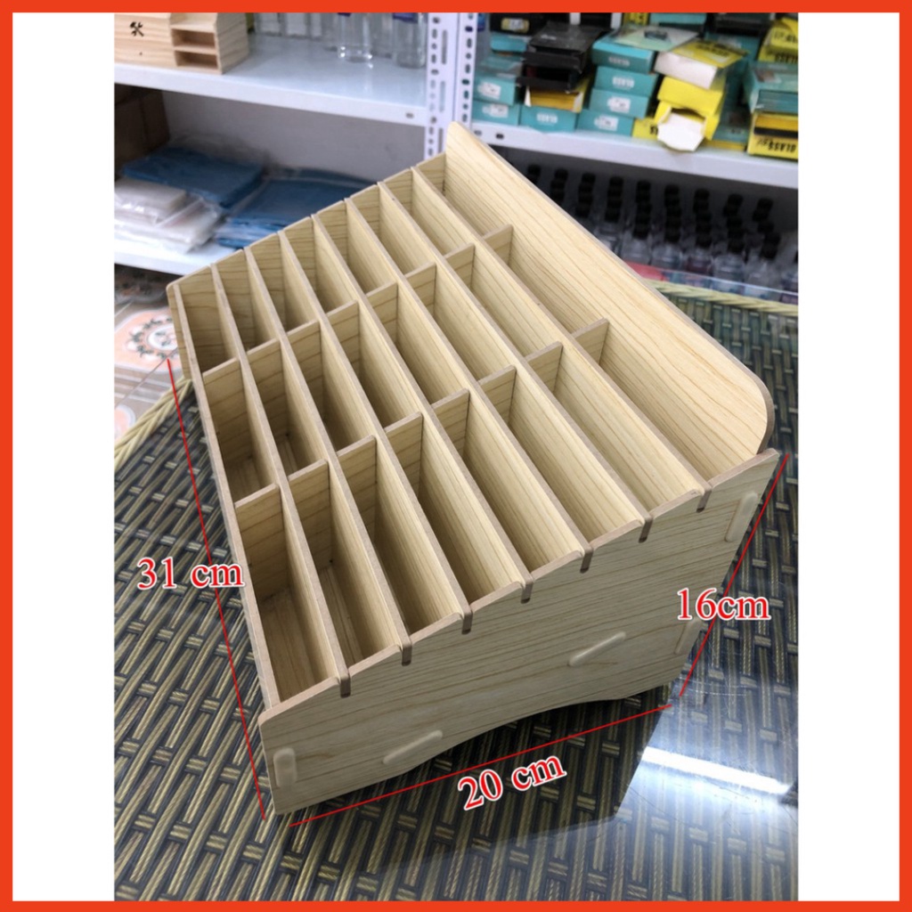 Khay gỗ để đồ 24 ngăn kích thước 22x20x16cm
