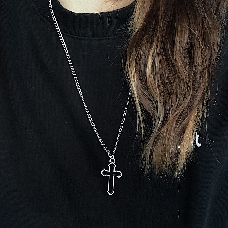 Dây chuyền kim loại phối mặt chữ thập thời trang Hàn Quốc cá tính | BigBuy360 - bigbuy360.vn