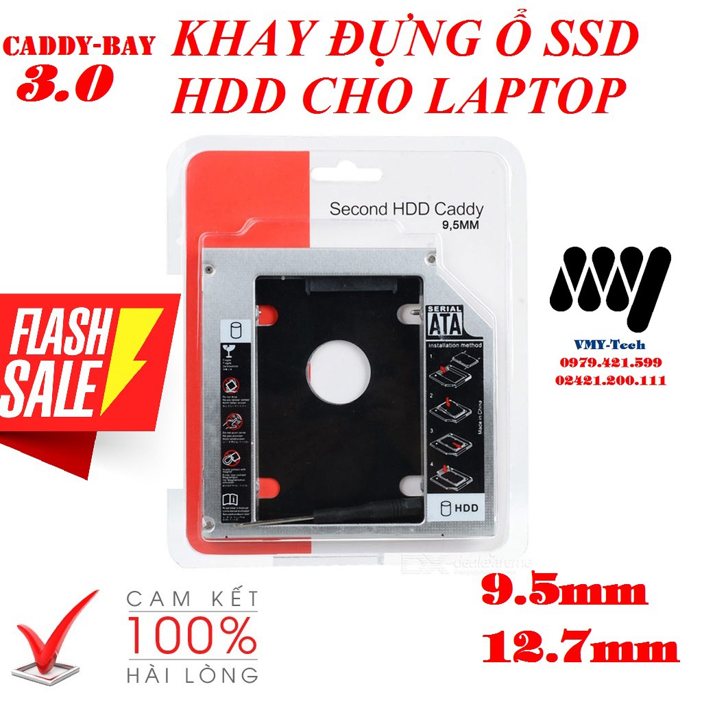 Caddy Bay HDD SSD SATA 3 9.5mm - 12.7mm - Khay Ổ Cứng Thay Thế Ổ DVD New 100%