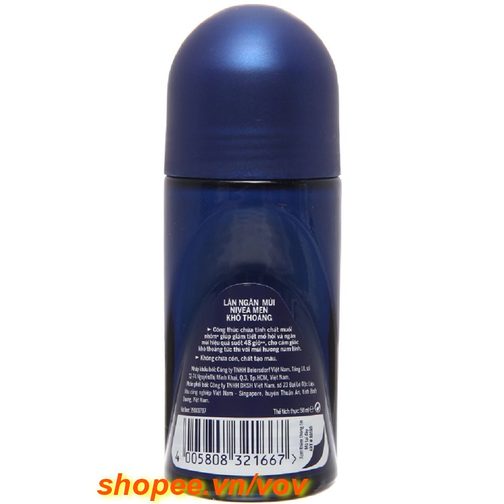 Lăn Khử Mùi Nivea Nam 50ml Khô Thoáng 100% chính hãng.