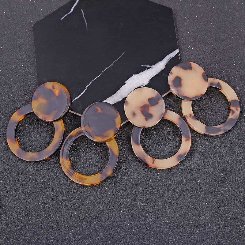 Bông Tai Bằng Acrylic Họa Tiết Da Báo Phong Cách Bohemian Thời Trang
