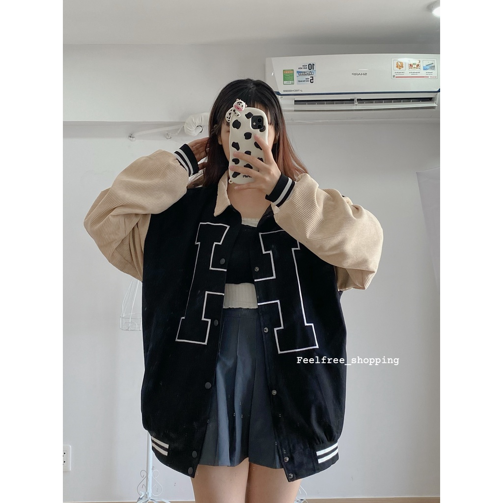 Áo Khoác Bomber Kaki 2 Lớp Vải Thêu Unisex Ulzzang (Hình Thật +clip Unbox)