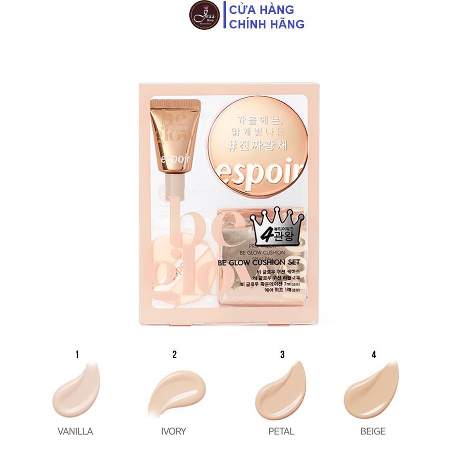 Set Phấn Nước Espoir Pro Tailor Be Glow Cushion SPF42 PA++