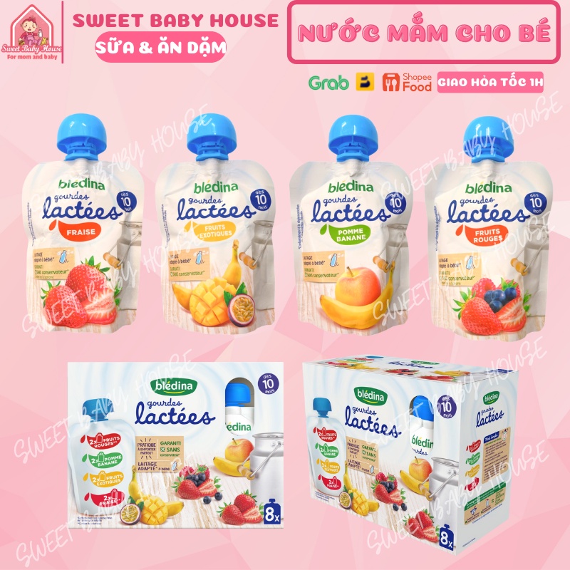 Sữa chua phô mai Bledina Gourdes Lactees dạng túi 85g cho bé từ 10 tháng. Date 2/2024 - Sweet Baby House