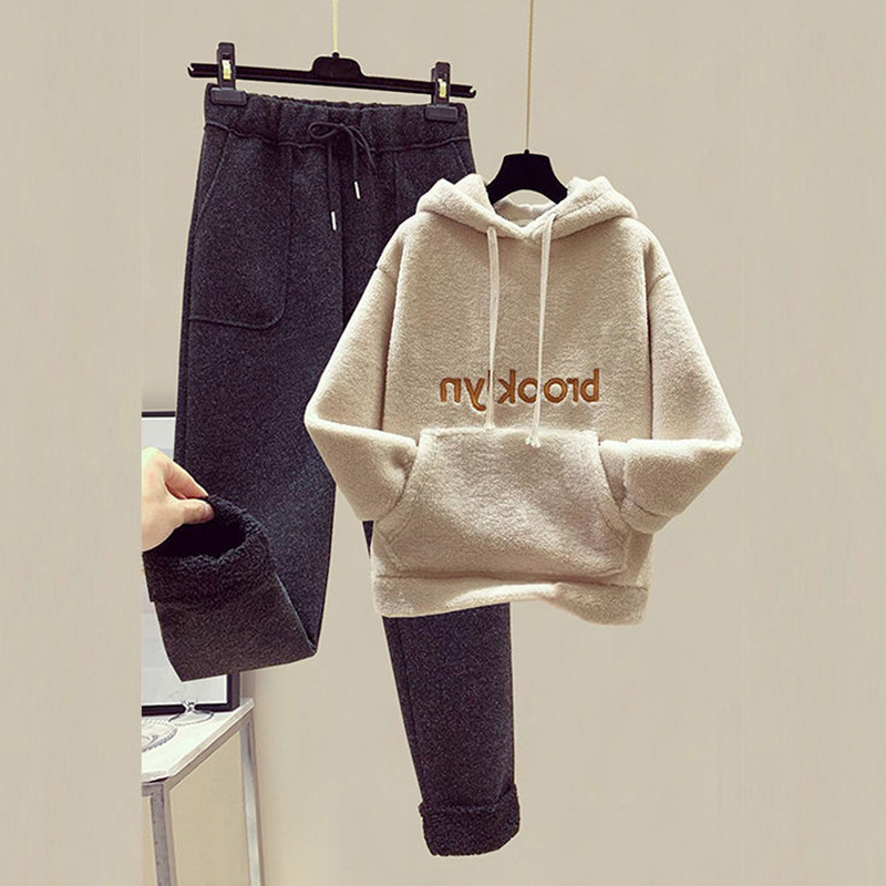 Áo hoodie / quần dài làm bằng vải cashmere phong cách thời trang