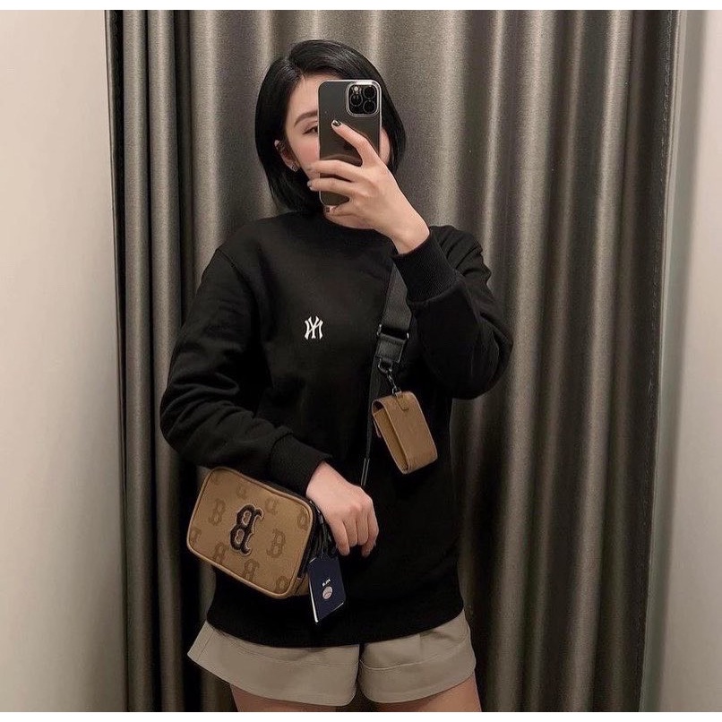 ✅ Túi MLB Monogram Nylon Jacquard Mini Crossbody Bag Boston Red Sox Brown 3ACRS011N-43BGD | ẢNH THẬT