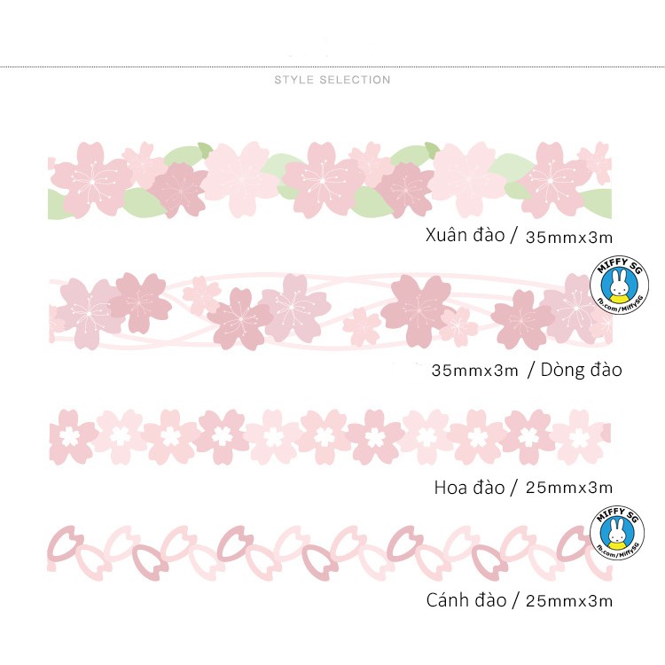 Series SAKURA_WASHI TAPE TRANG TRÍ SỔ PLANNER/ BULLET JOURNAL