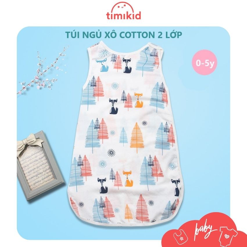 HOTTúi Ngủ Cho Bé từ 0 đến 5 tuổi vải xô cotton 2 lớp thoáng mát, mềm mịn