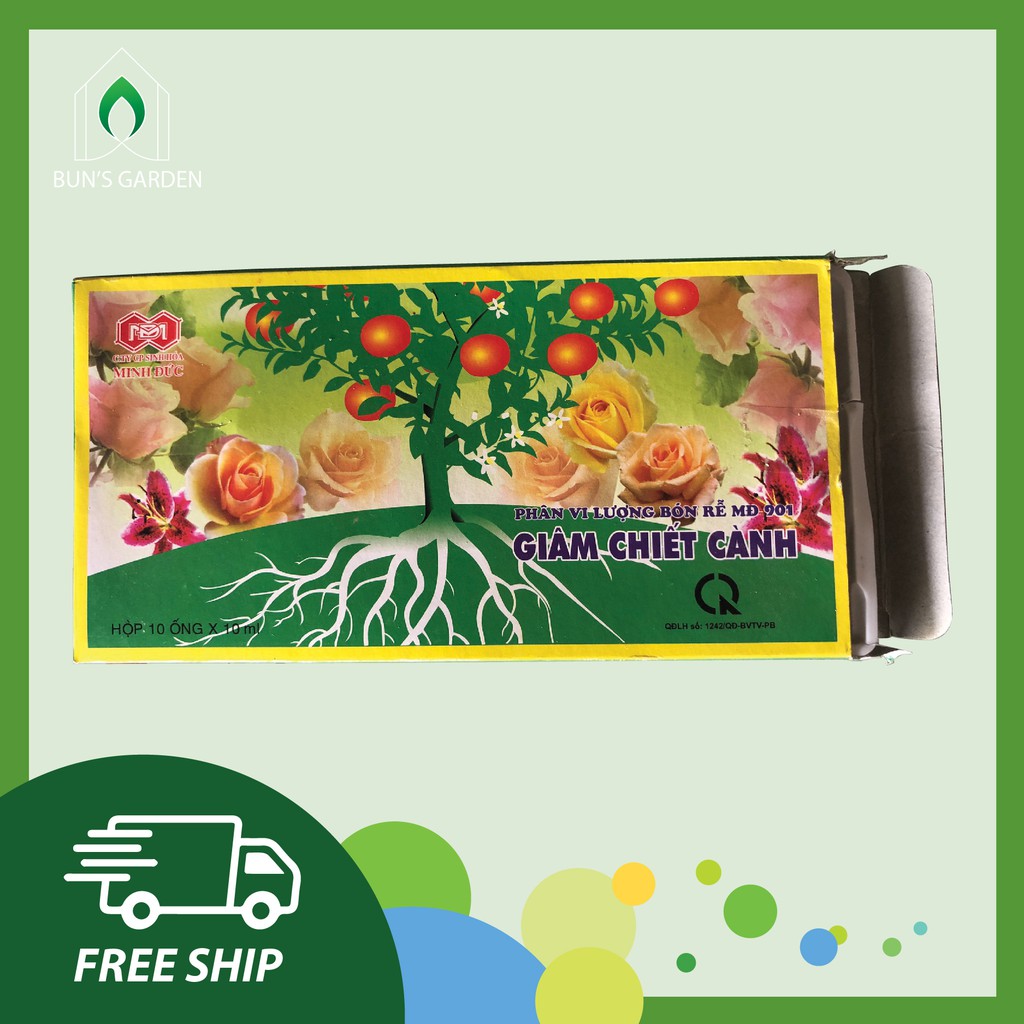 Hộp 10 Ống thuốc kích ra rễ giâm chiết cành - Phân bón vi lượng MĐ-901 chuyên dùng cho cây hoa