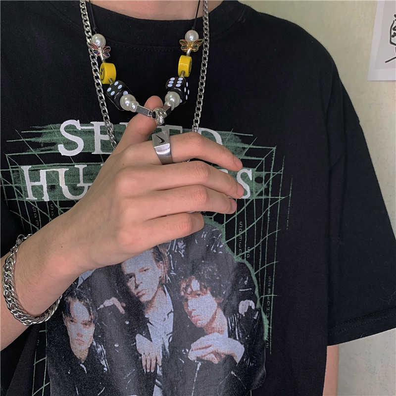 Dây Chuyền Mặt Hình Xúc Xắc Và Mặt Cười Phong Cách Hip Hop Thời Trang Hàn Quốc