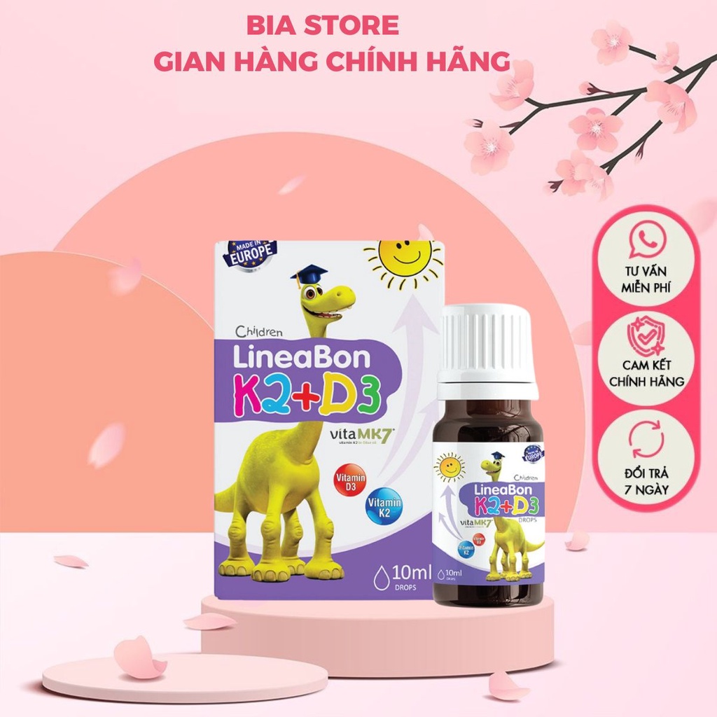 LineaBon K2+D3 Bổ Sung Vitamin K2D3 Tăng Cường Hấp Thu Canxi Tối Đa Trẻ Cao Lớn Khỏe Mạnh