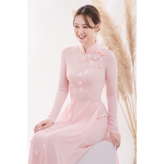 ÁO DÀI THIẾT KẾ 4 TÀ MÀU HỒNG PHẤN