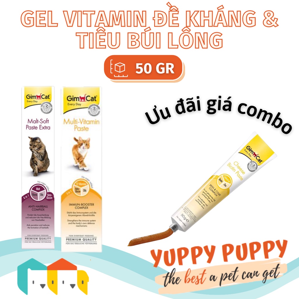 Gimcat Gel bổ sung dinh dưỡng 50GR và tiêu búi lông 50GR cho mèo Giá ưu đãi