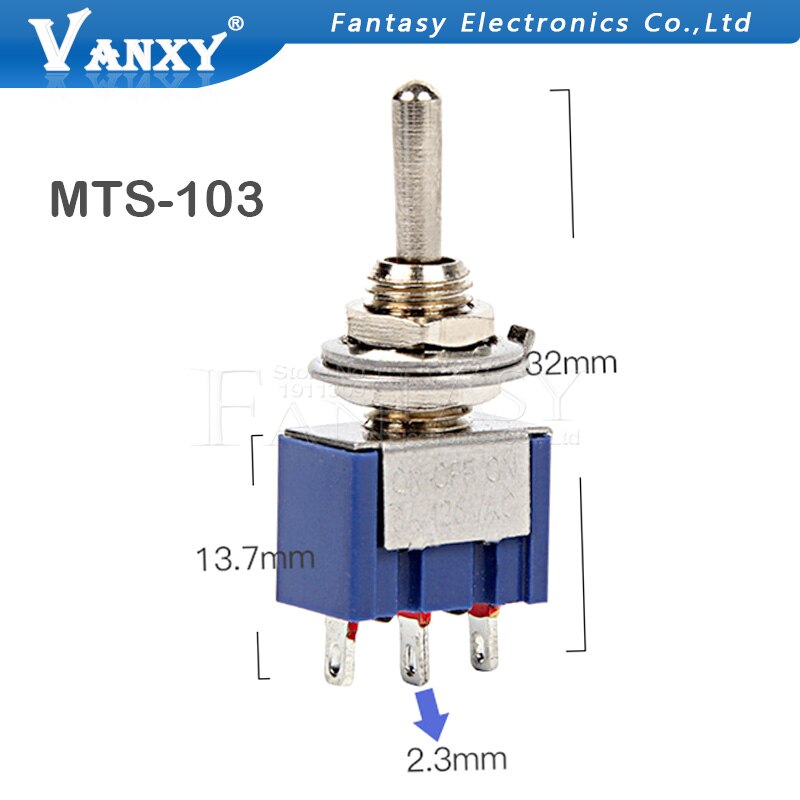 Set 5 công tắc chuyển đổi Mts-102 Mts-103 Mts-202 Mts-203 6a 125v Mini 3 / 6pin bật tắt và bật tắt bật