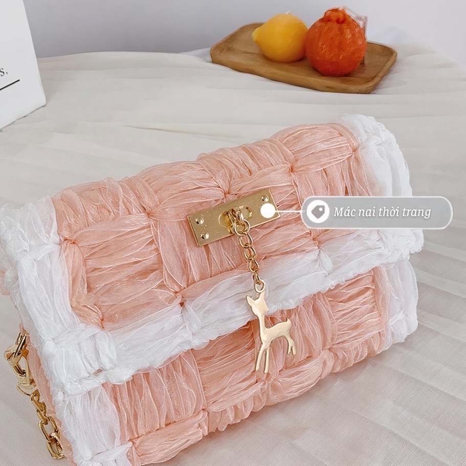 Túi tự đan handmade, túi đeo chéo ruy băng phối màu thời trang Hàn Quốc - Bộ phụ kiện đầy đủ LX303