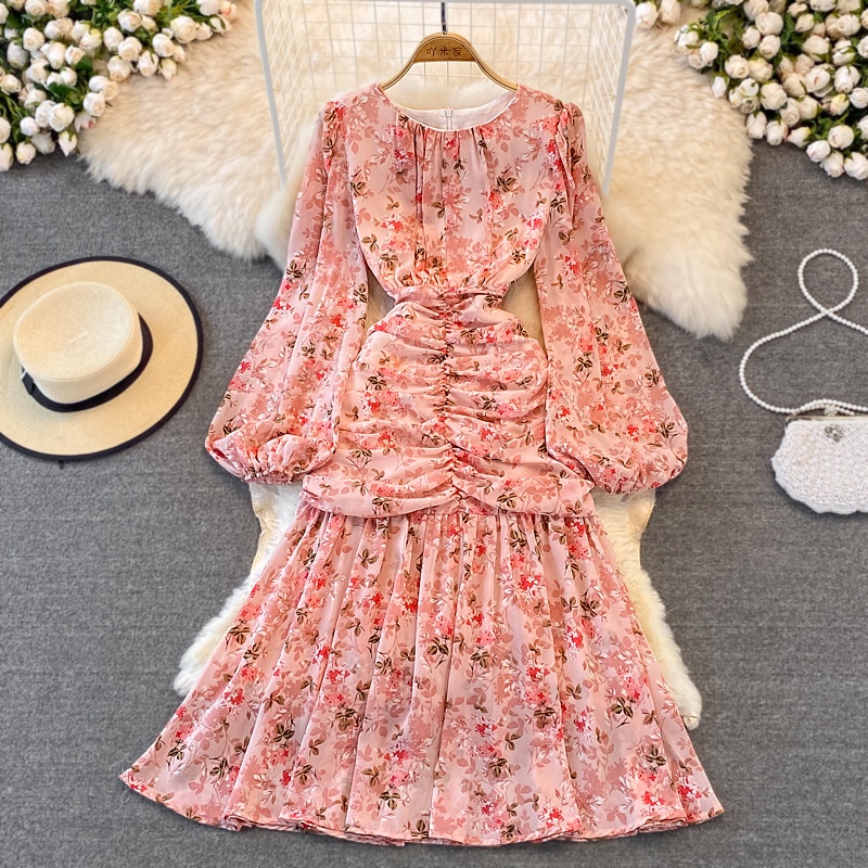 🌸Hàng Order🌸(Đủ Màu)Váy Đầm Hoa Nhí Tay Bồng Nhún Eo Đuôi Cá Tiểu Thư Nữ Tính🌸Hàng Quảng Châu