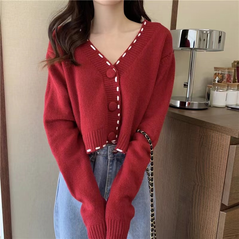 Áo Khoác Cardigan Dệt Kim Cổ Chữ V Thiết Kế Mới Thời Trang Dành Cho Nữ