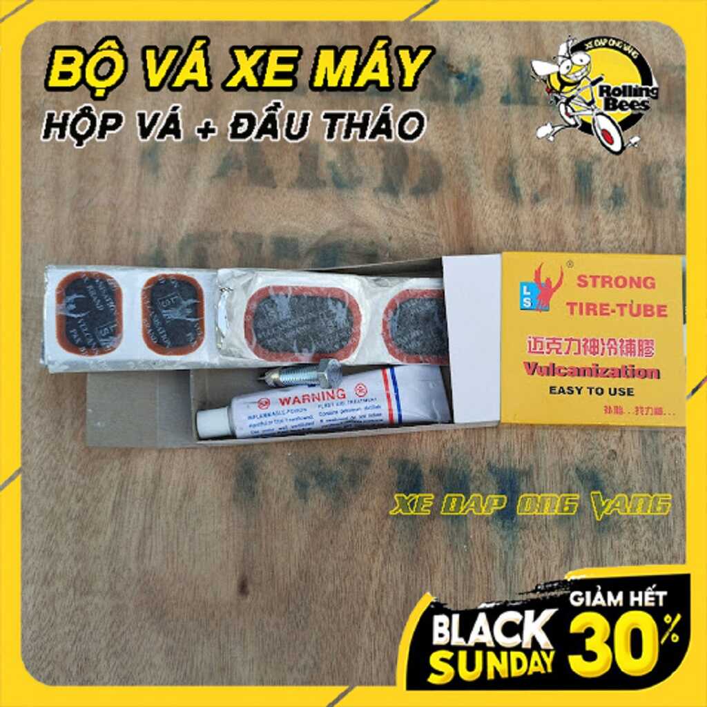 Bộ Vá Xe Máy Kèm Bơm Tay Mini siêu nhỏ Tiện dụng Mang Theo Xe