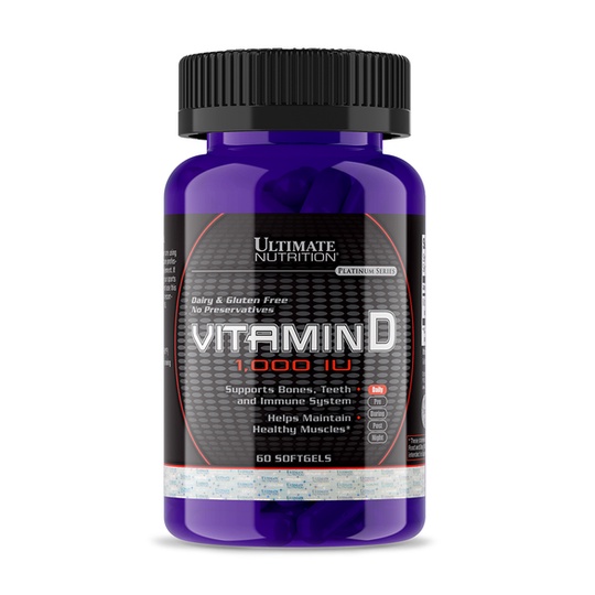 Vitamin D 1000IU Ultimate Nutrion tăng khả năng hấp thụ canxi, phốt pho trong cơ thể giúp xương vững chắc (Lọ 60 viên)