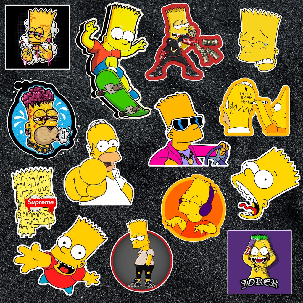 Sticker Simpson chống nước sticker dán nón bảo hiểm, laptop, điện thoại, đàn guitar, mũ bảo hiểm